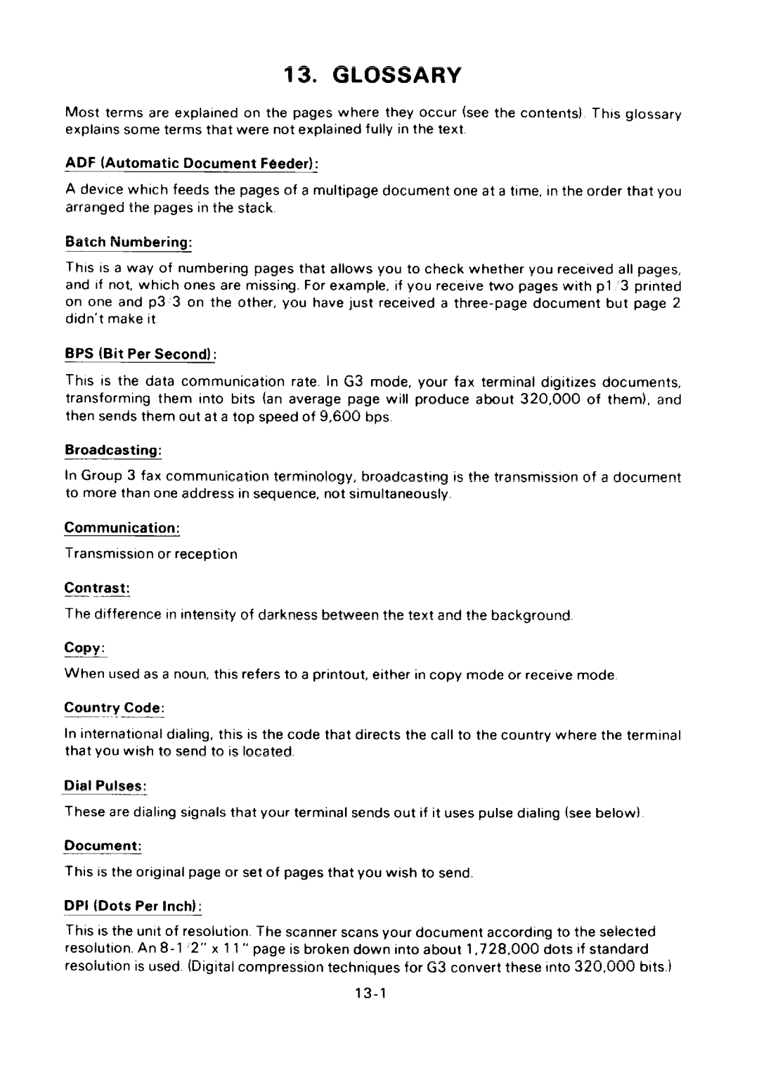 Ricoh FAX75 manual Glossary 