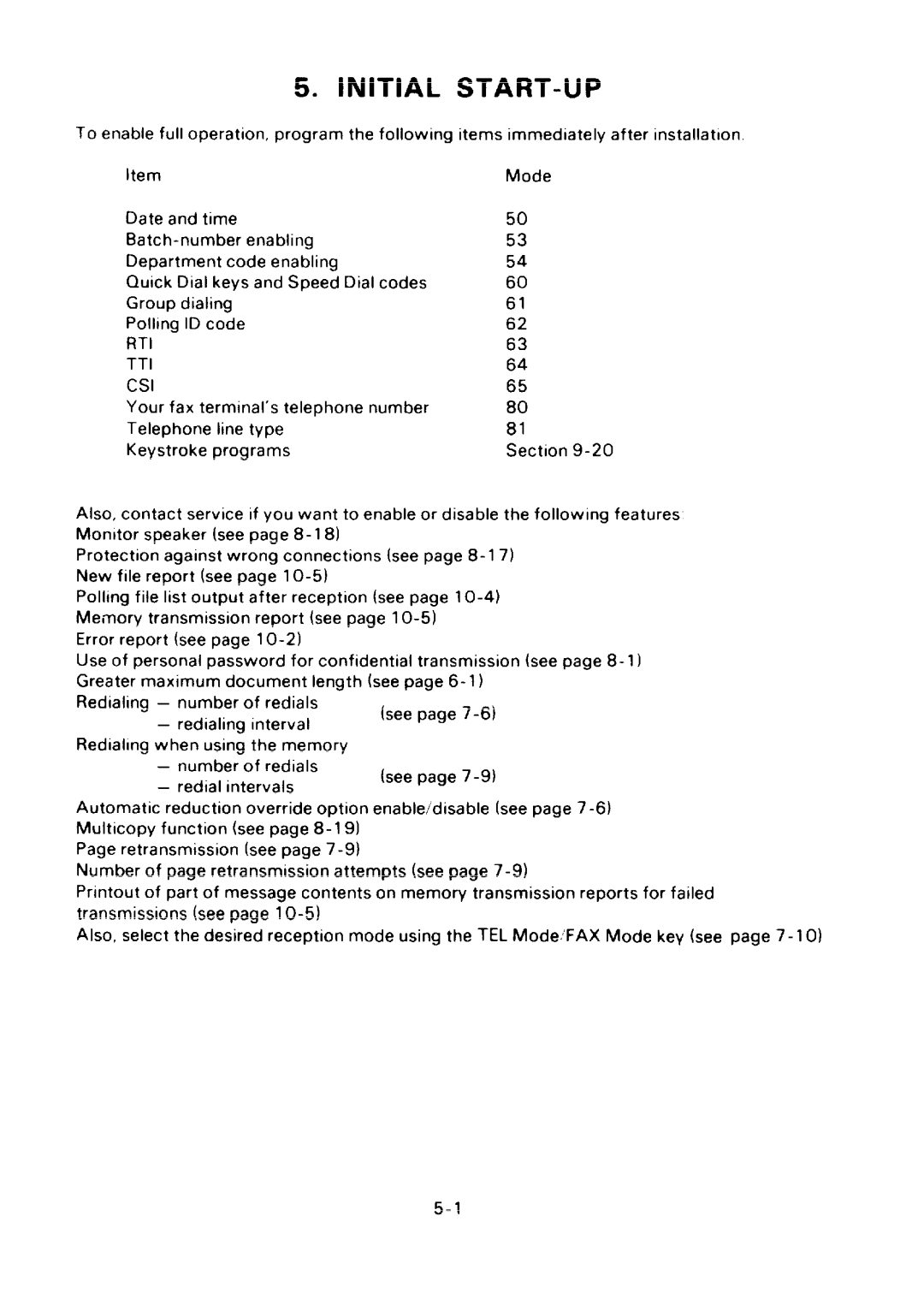 Ricoh FAX75 manual Initial START-UP, Rti Tti 