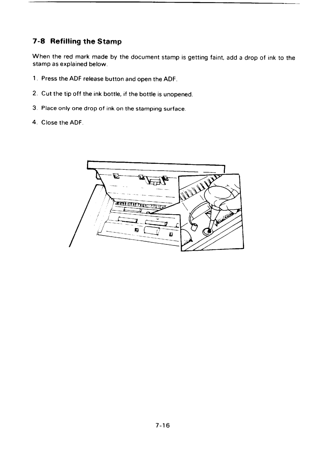 Ricoh FAX75 manual Refilling the Stamp 