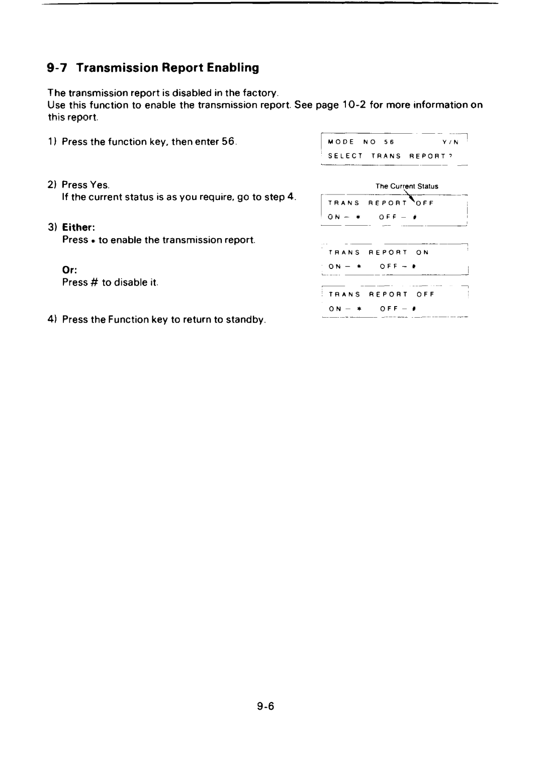 Ricoh FAX75 manual Transmission Report Enabling 