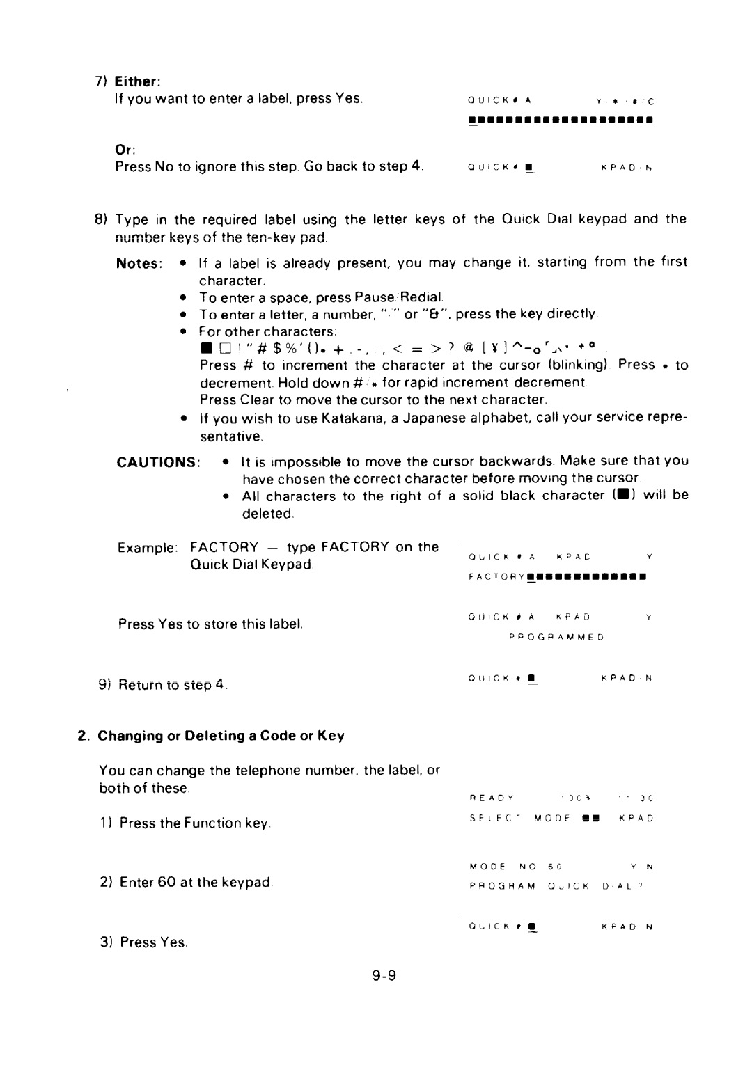 Ricoh FAX75 manual Either If you want to enter a label, press Yes OLJICKt 