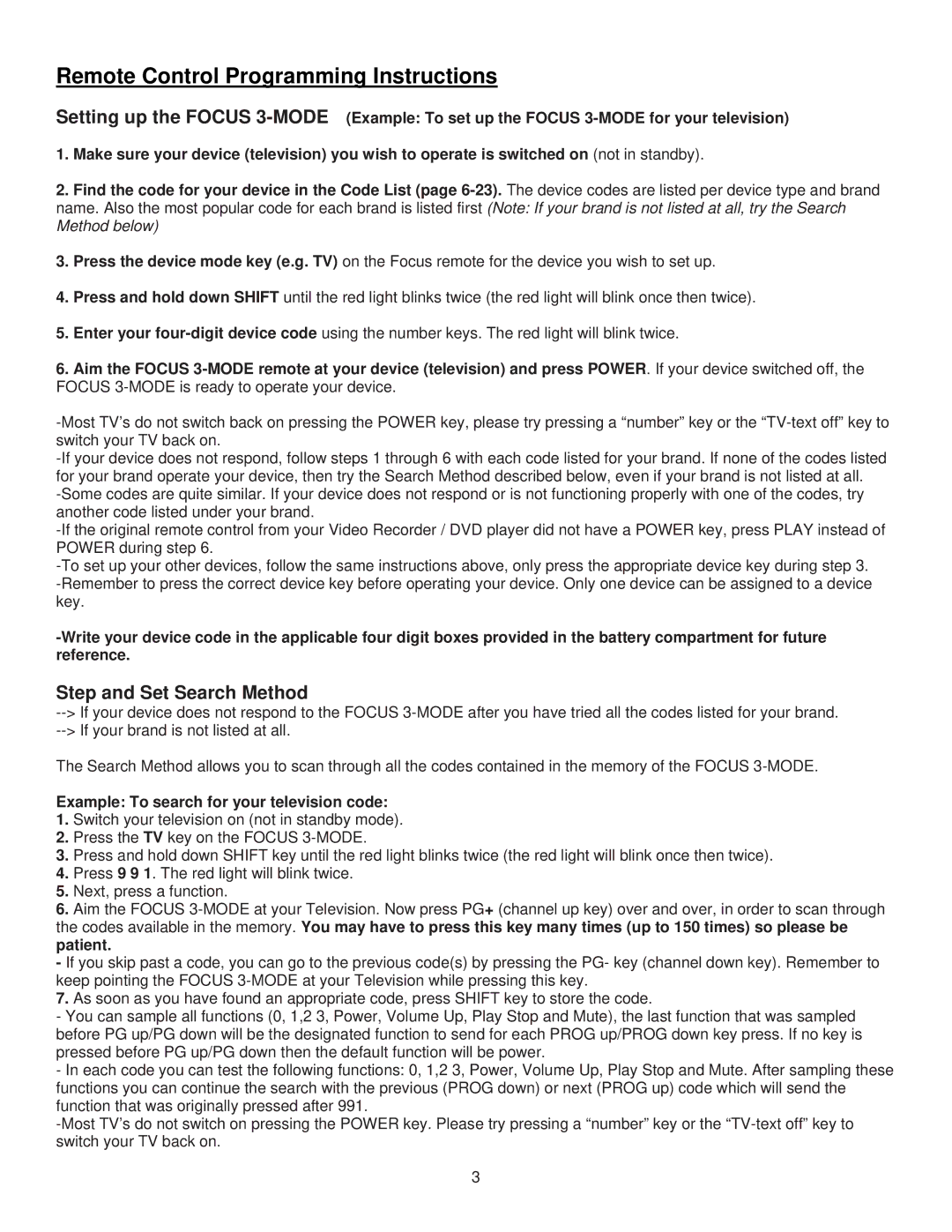 Ricoh FOCUS 3-MODE manual Remote Control Programming Instructions 