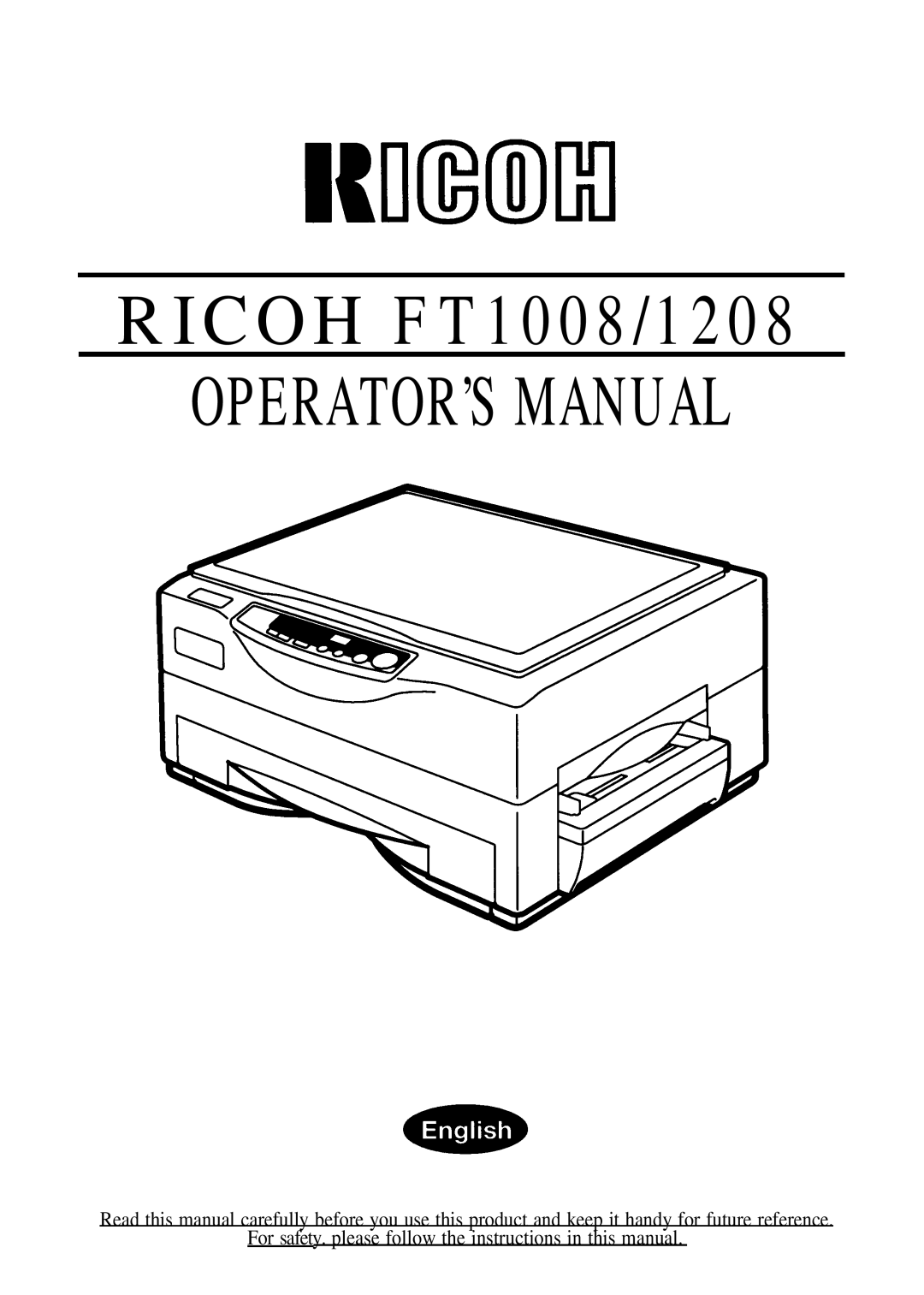 Ricoh FT1208 manual Ricoh FT1008/1208 