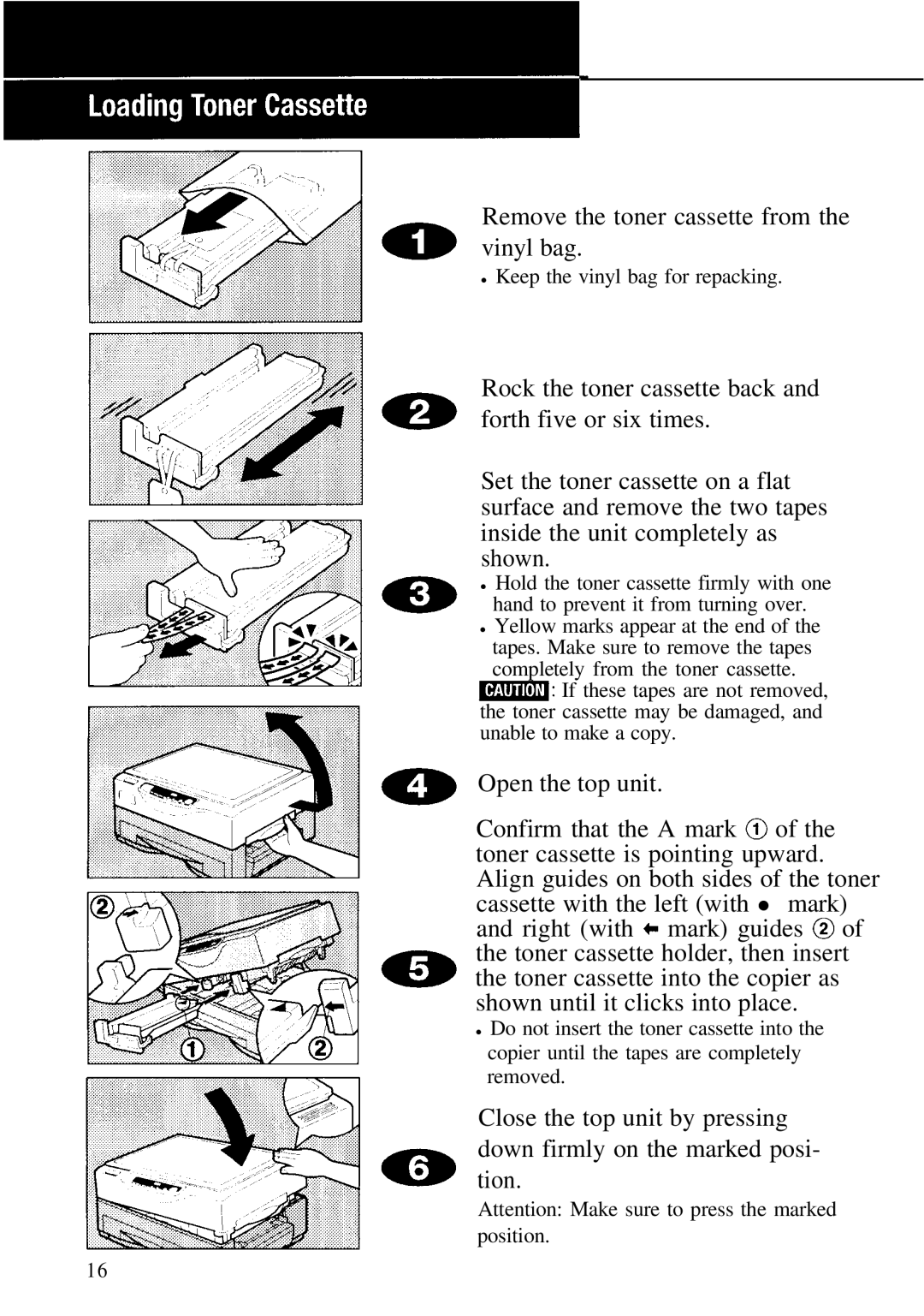 Ricoh 1008, FT1208 manual Remove the toner cassette from the vinyl bag 