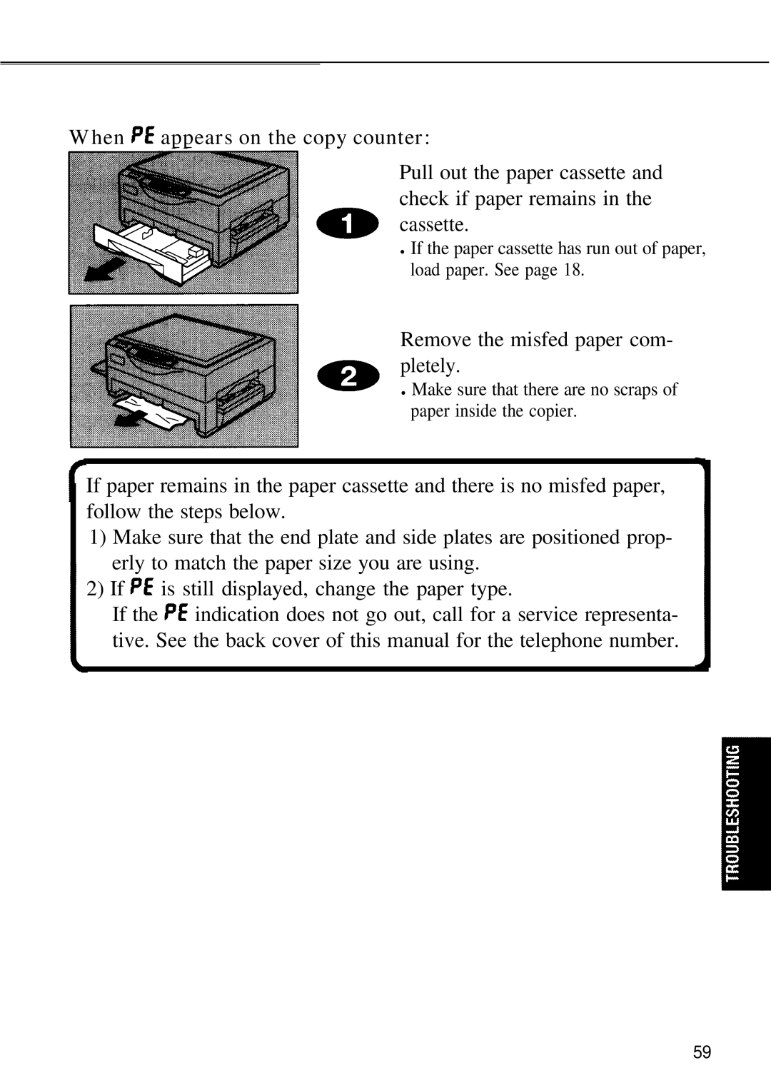 Ricoh 1008, FT1208 manual When PE appears on the copy counter 