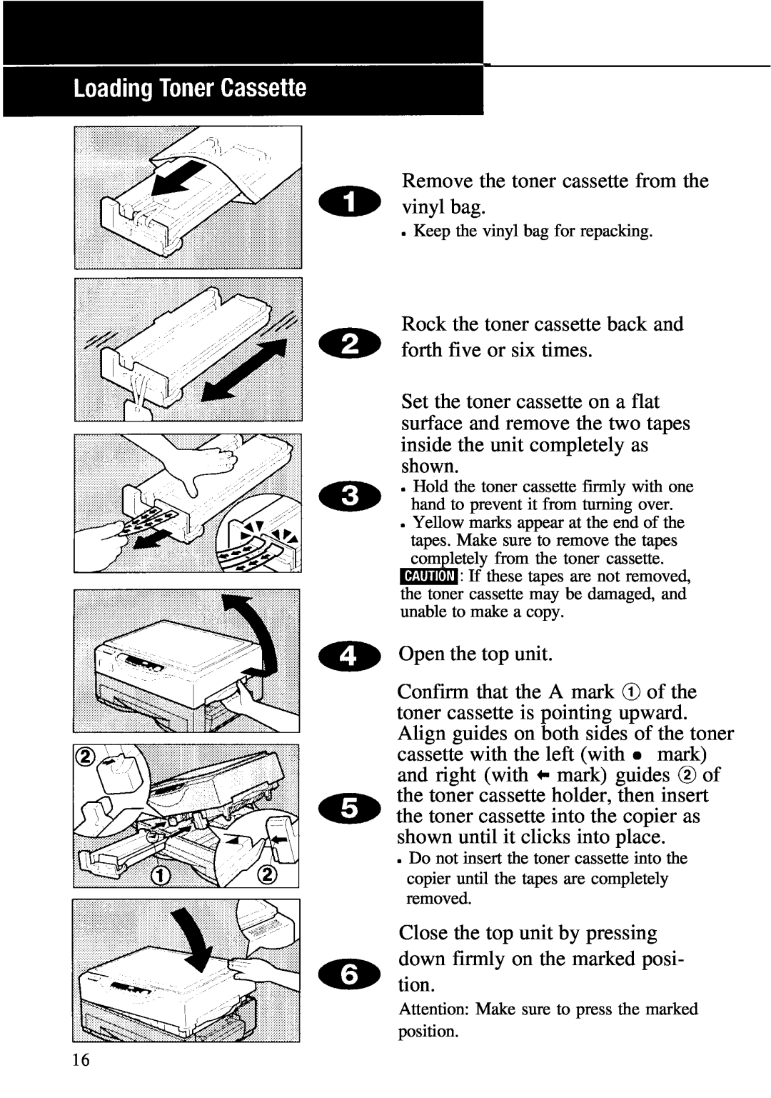 Ricoh 1008, FT1208 manual Remove the toner cassette from the vinyl bag 