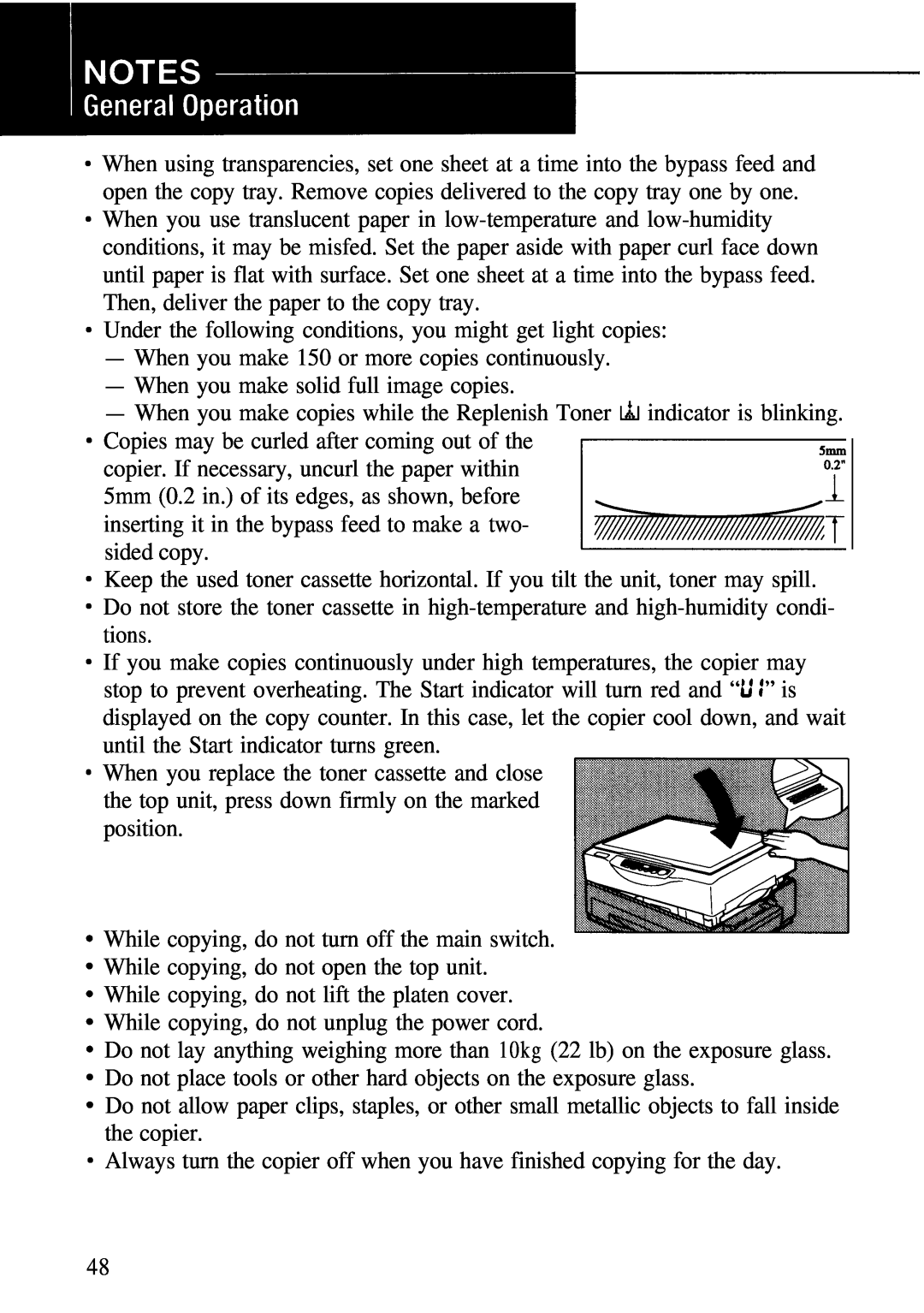 Ricoh 1008 manual Under the following conditions, you might get light copies, When you make 150 or more copies continuously 