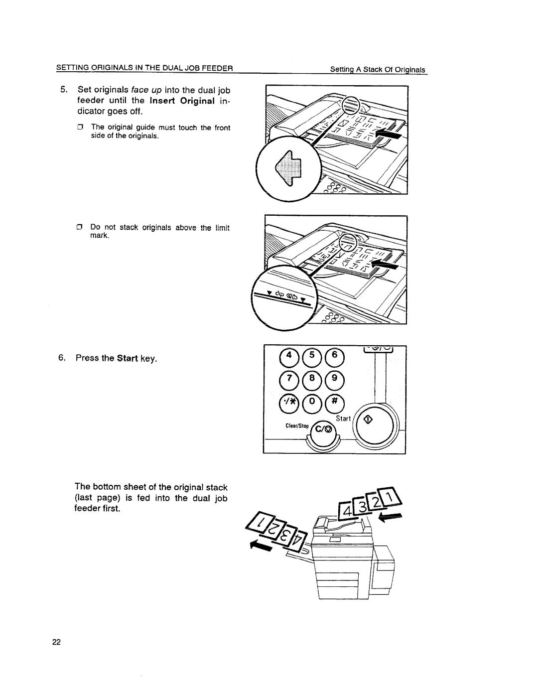 Ricoh FT6645, FT6655 manual Set originals face up into the dual job, Dicator goes off 