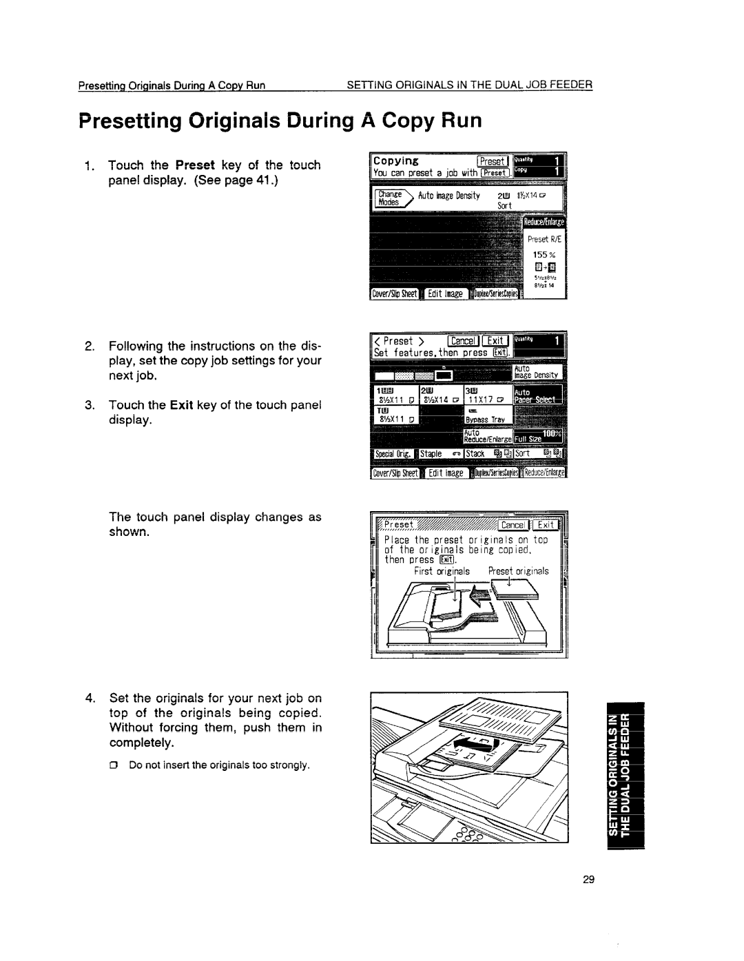 Ricoh FT6655, FT6645 manual Presetting Originals During a Copy Run, Copyingm 