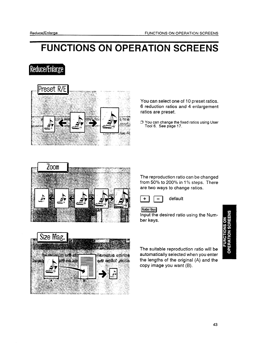 Ricoh FT6655, FT6645 manual Functions on Operation Screens, El El ‘efau’t, Il?!k?w, Ratios are preset 