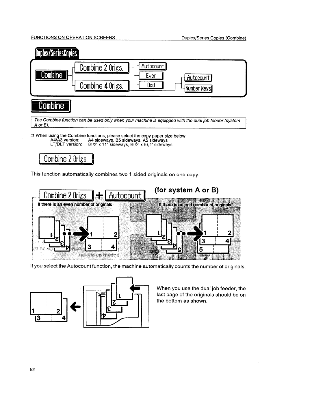 Ricoh FT6645, FT6655 manual MEL!mm, Combine2 Origs, ~ Combine4 Orixs --R Odd, For system a or B, Htocount Lven 