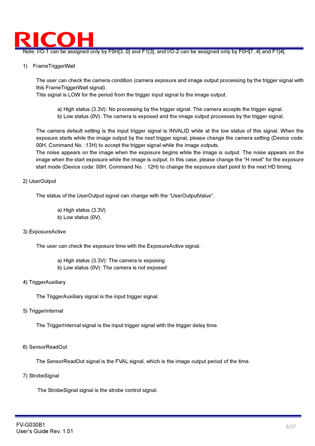 Ricoh manual FV-G030B1 User’s Guide Rev 