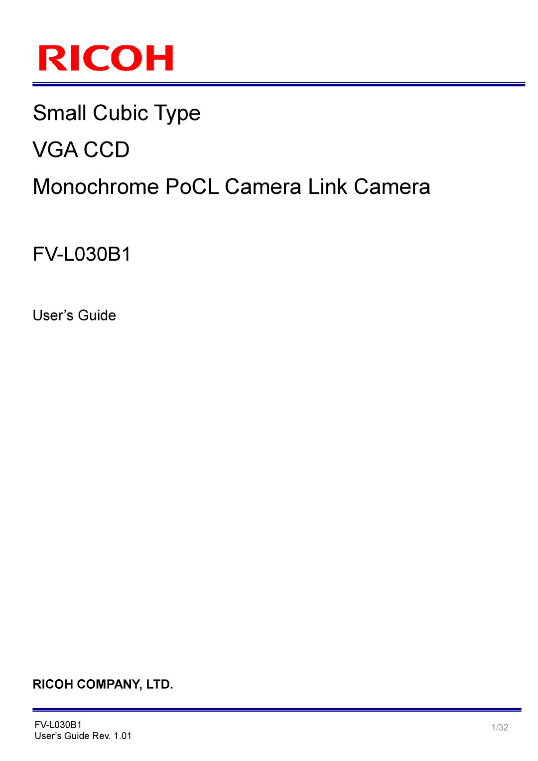 Ricoh FV-L030B1 manual Vga Ccd, FVL030B1 User’s Guide Rev 