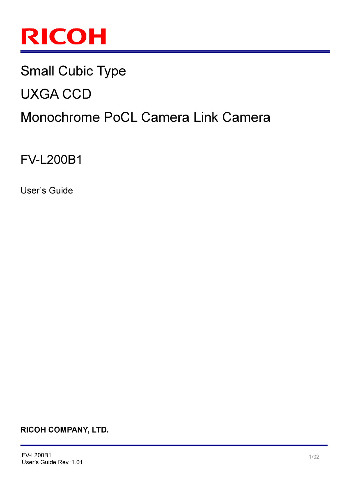 Ricoh FV-L200B1 manual Uxga CCD, FVL200B1 User’s Guide Rev 