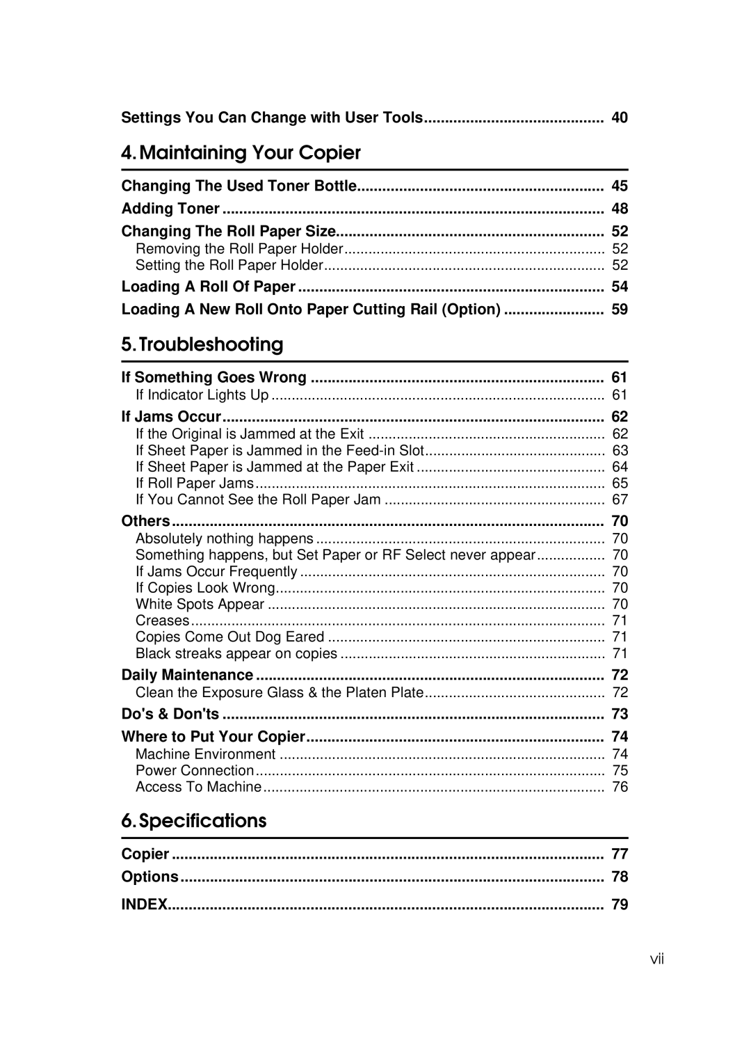 Ricoh FW770 manual Specifications 