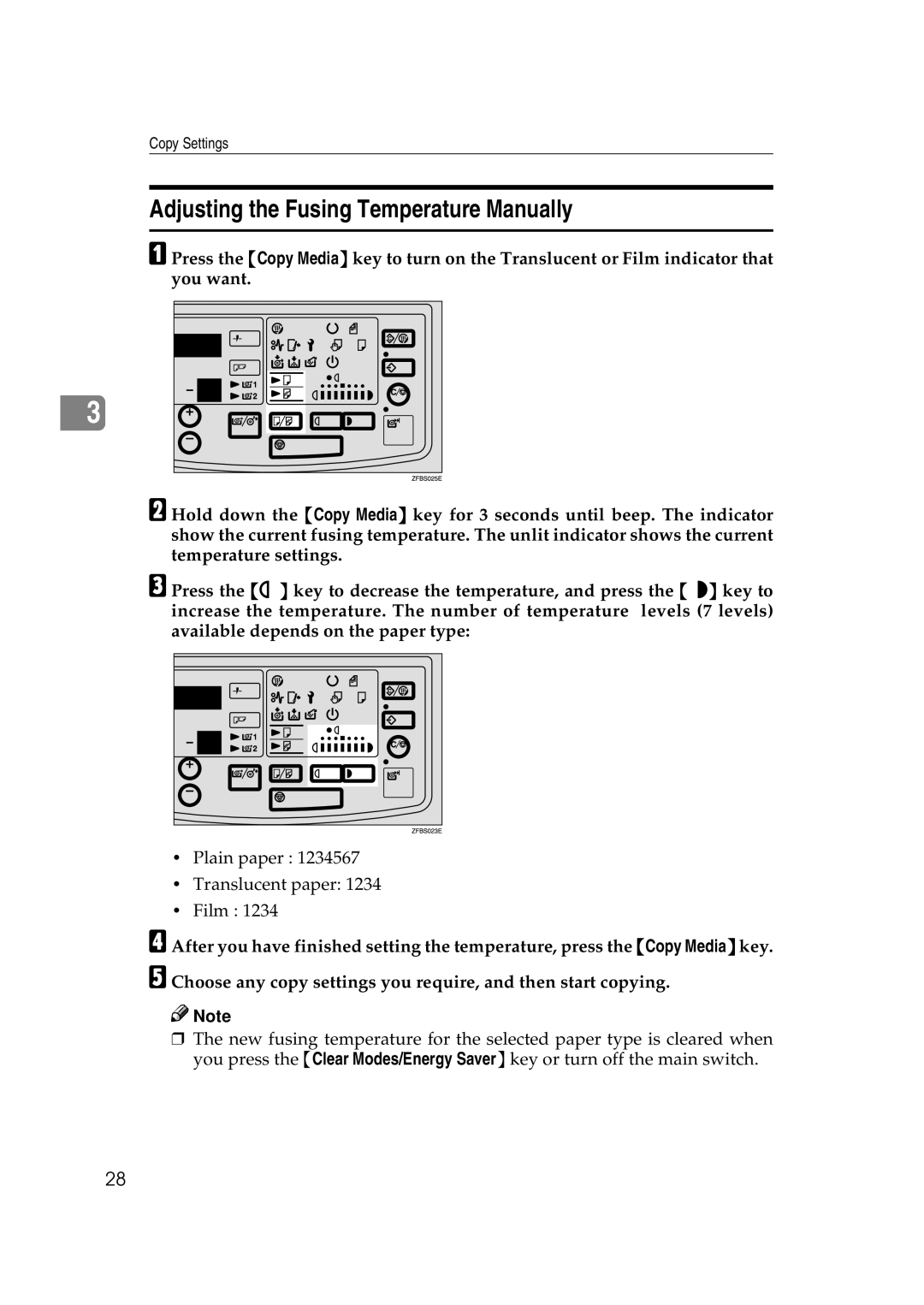 Ricoh FW770 manual Adjusting the Fusing Temperature Manually 