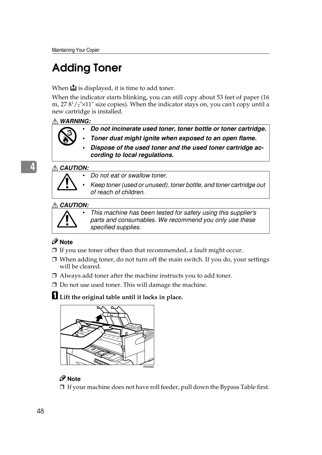 Ricoh FW770 manual Adding Toner 