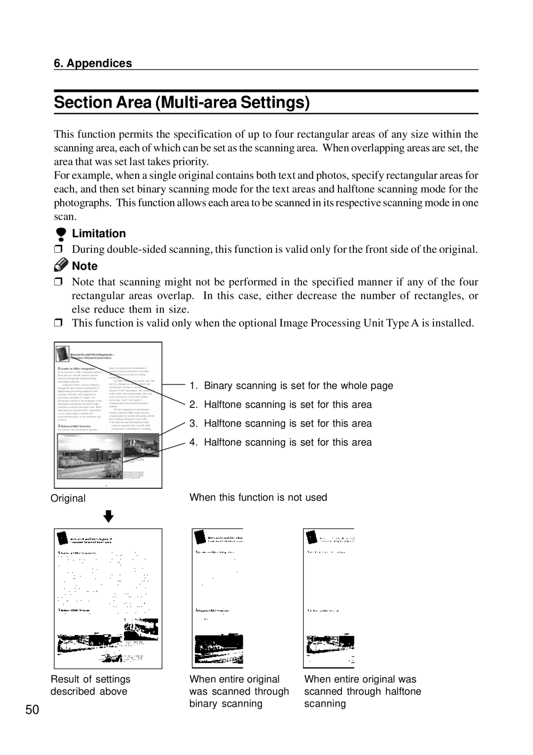 Ricoh G410, G411 manual Section Area Multi-area Settings, Limitation 