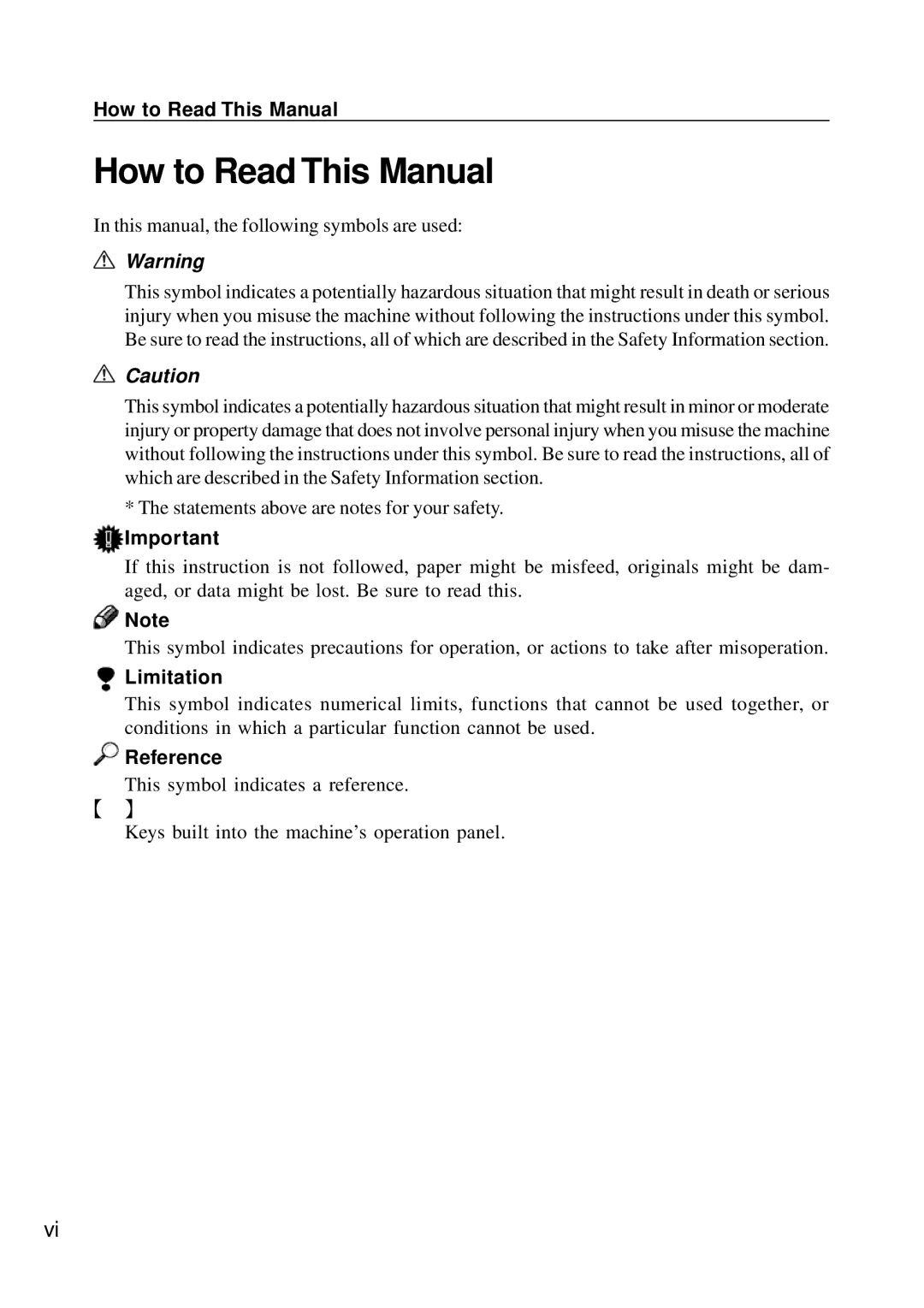 Ricoh G410, G411 manual How to Read This Manual, Limitation, Reference 