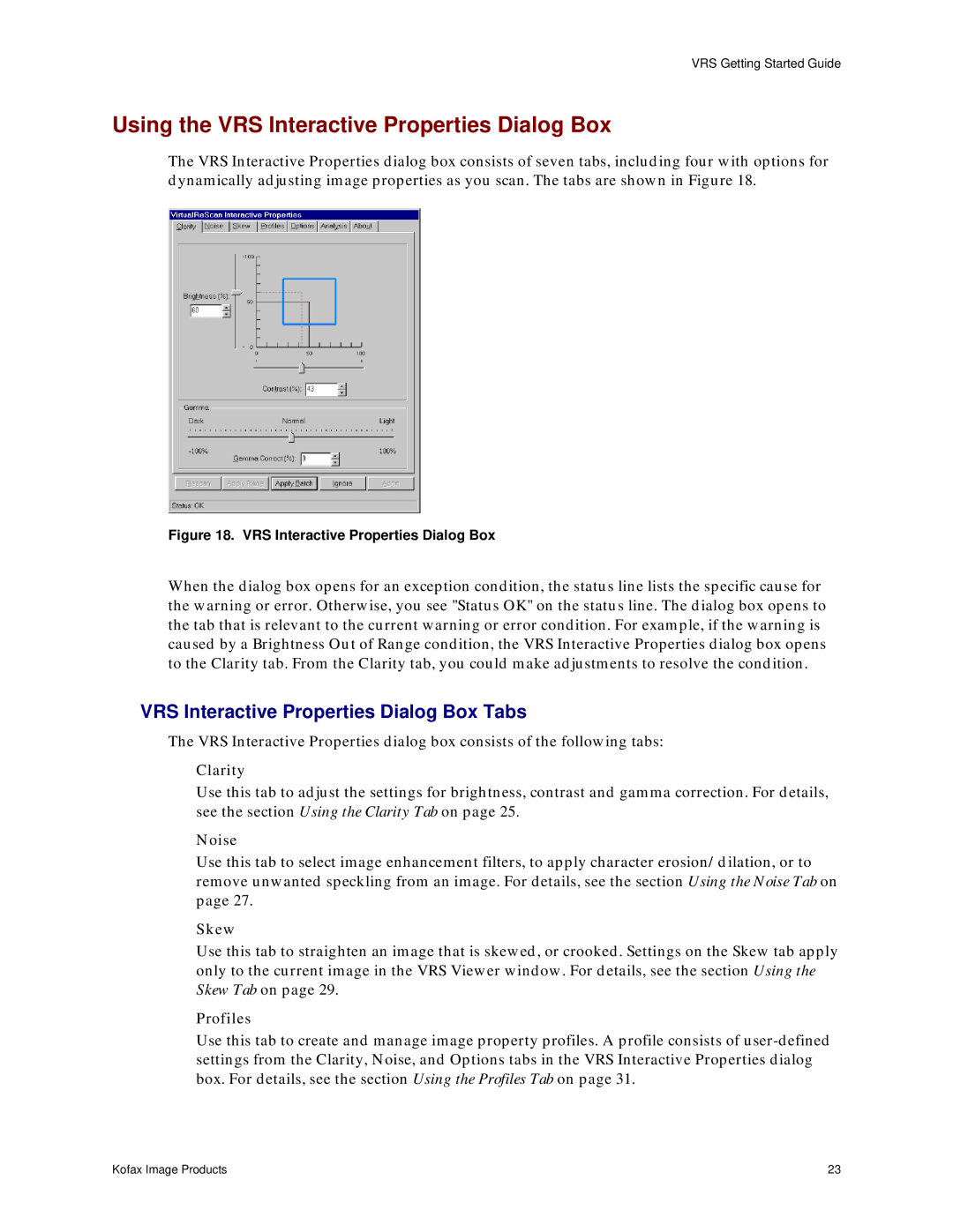 Ricoh G413 Using the VRS Interactive Properties Dialog Box, VRS Interactive Properties Dialog Box Tabs 