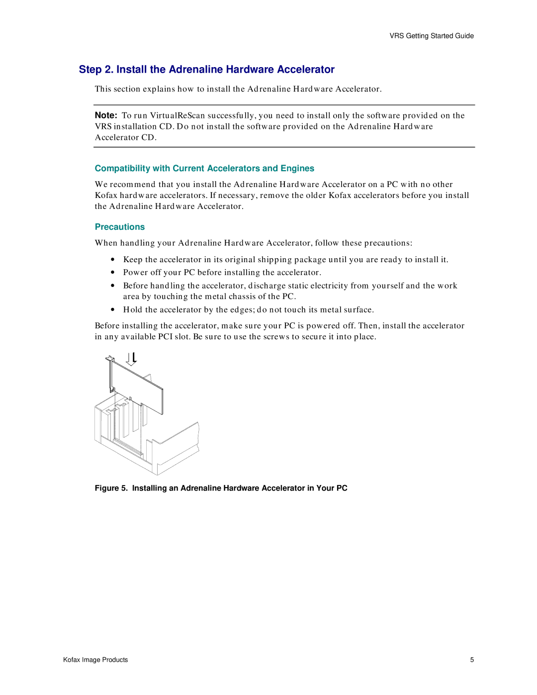 Ricoh G413 Install the Adrenaline Hardware Accelerator, Compatibility with Current Accelerators and Engines, Precautions 