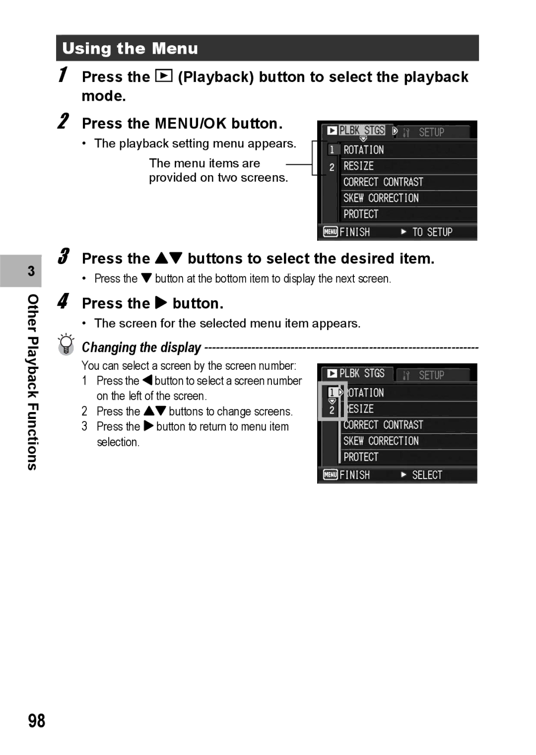 Ricoh G600 manual Using the Menu, Press the ! buttons to select the desired item 