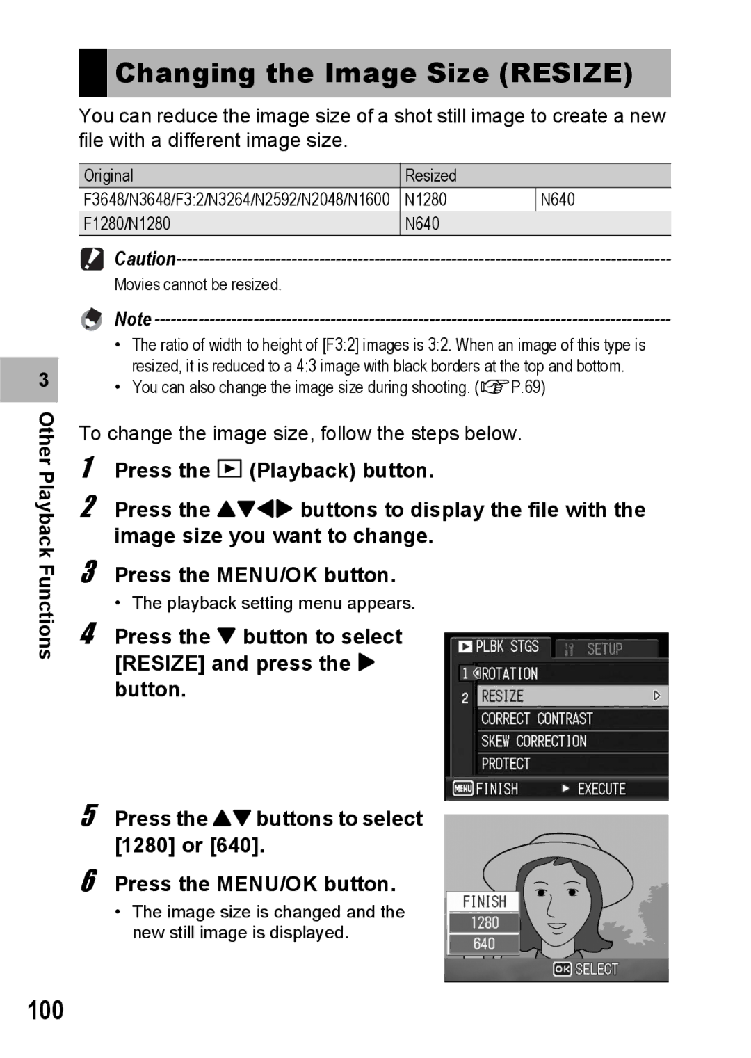 Ricoh G600 manual Changing the Image Size Resize, 100 