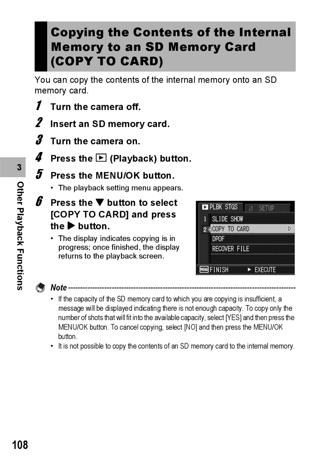 Ricoh G600 manual Copy to Card, 108 