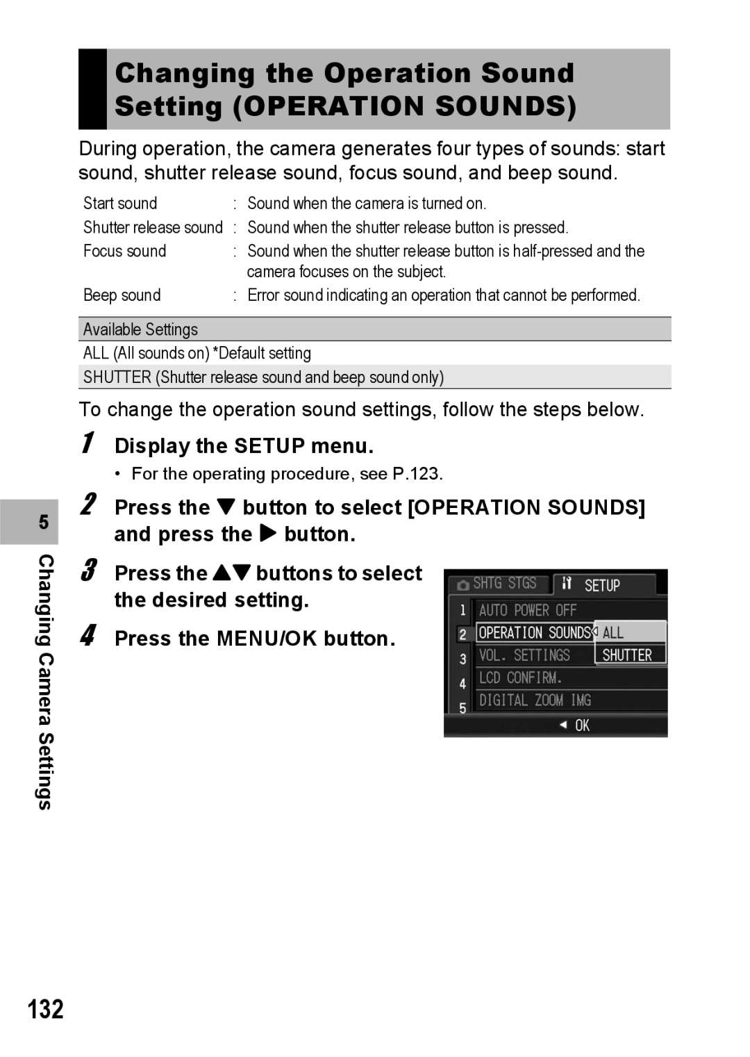 Ricoh G600 manual 132, Changing the Operation Sound Setting Operation Sounds 