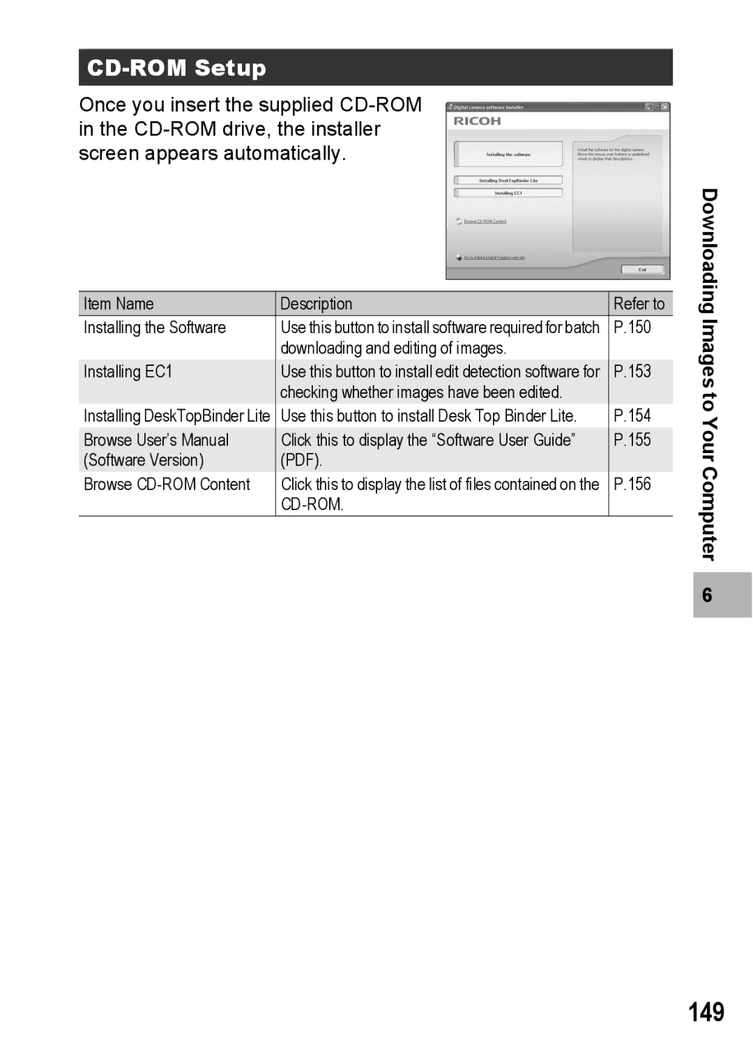 Ricoh G600 manual 149, CD-ROM Setup, Cd-Rom 