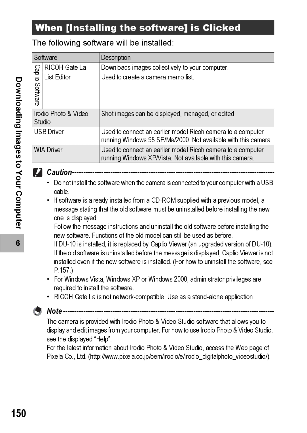 Ricoh G600 manual 150, When Installing the software is Clicked 