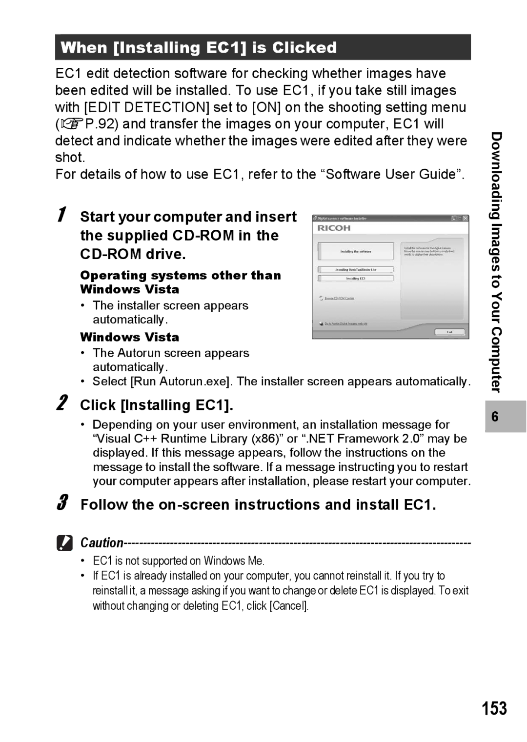 Ricoh G600 153, When Installing EC1 is Clicked, Click Installing EC1, Follow the on-screen instructions and install EC1 