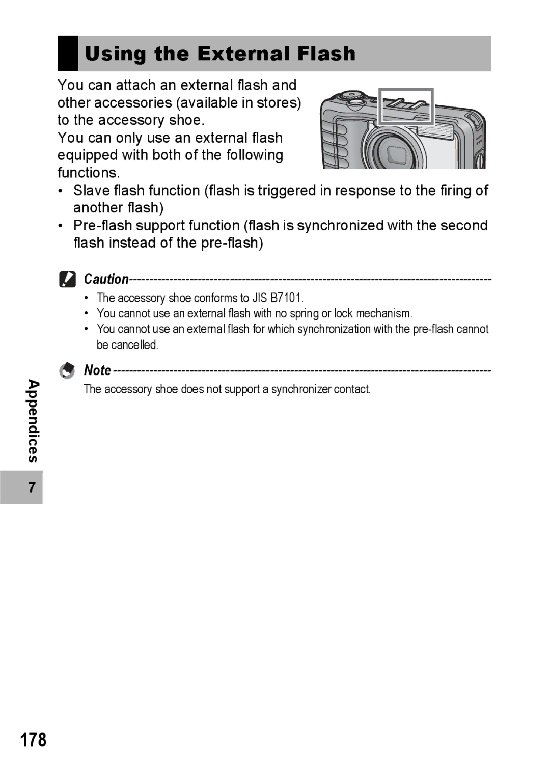 Ricoh G600 manual Using the External Flash, 178 