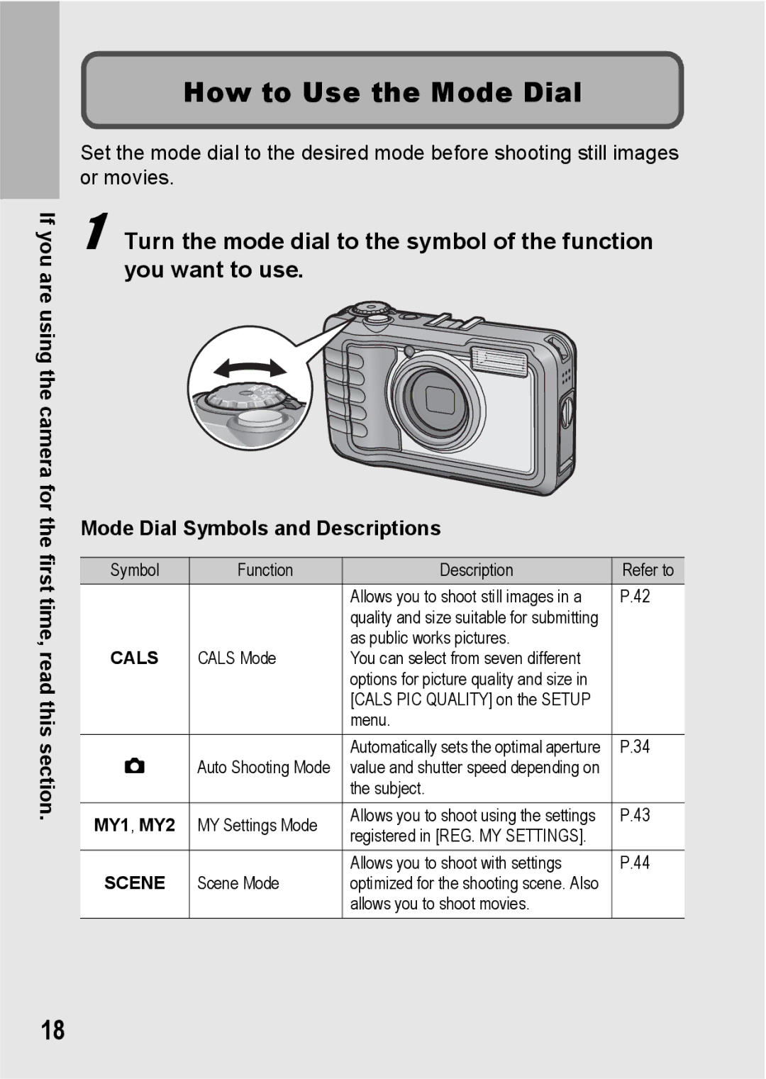 Ricoh G600 manual How to Use the Mode Dial, Mode Dial Symbols and Descriptions 