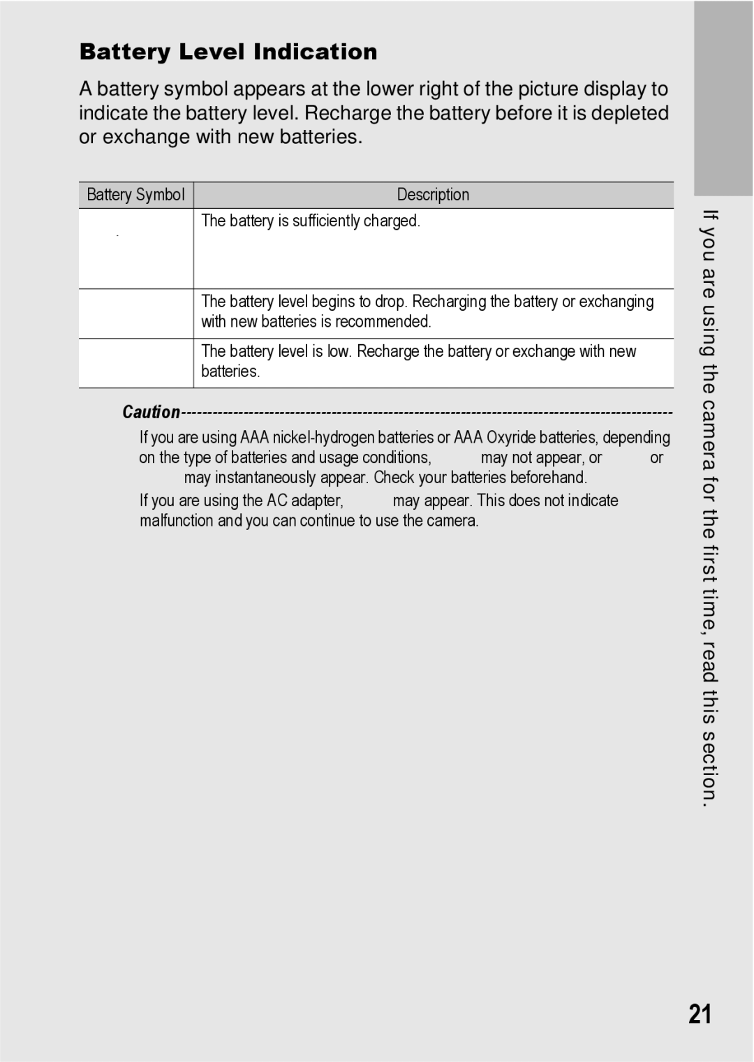 Ricoh G600 manual Battery Level Indication 