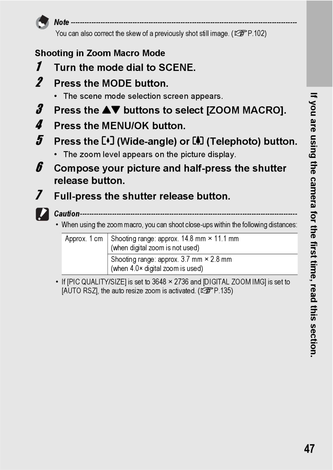 Ricoh G600 manual Shooting in Zoom Macro Mode 