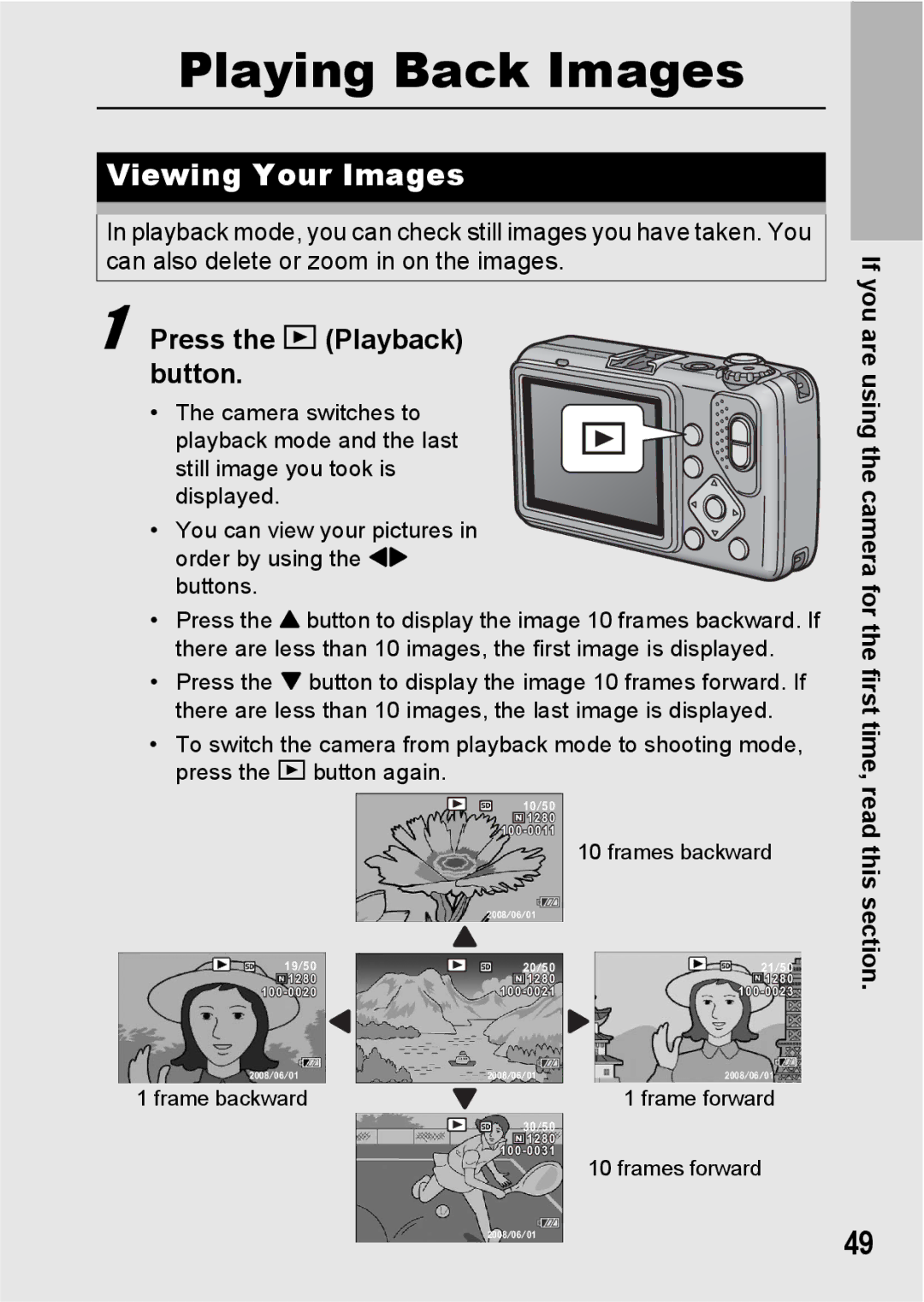 Ricoh G600 manual Viewing Your Images, Press the 6 Playback button 