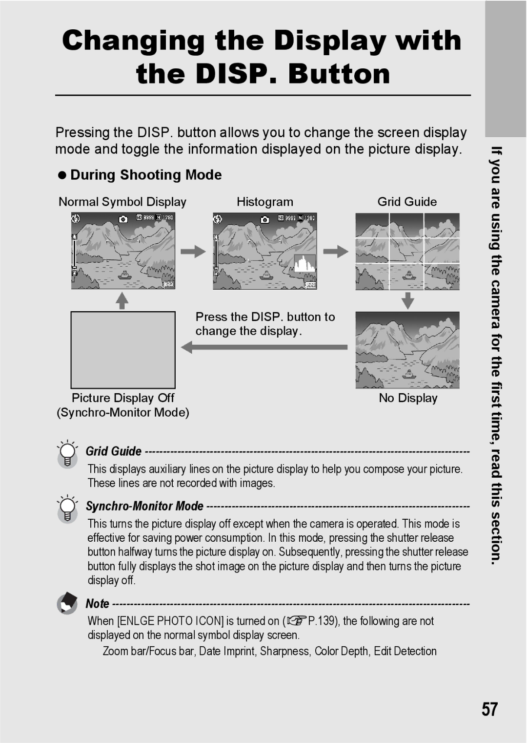 Ricoh G600 manual Changing the Display with DISP. Button, During Shooting Mode 