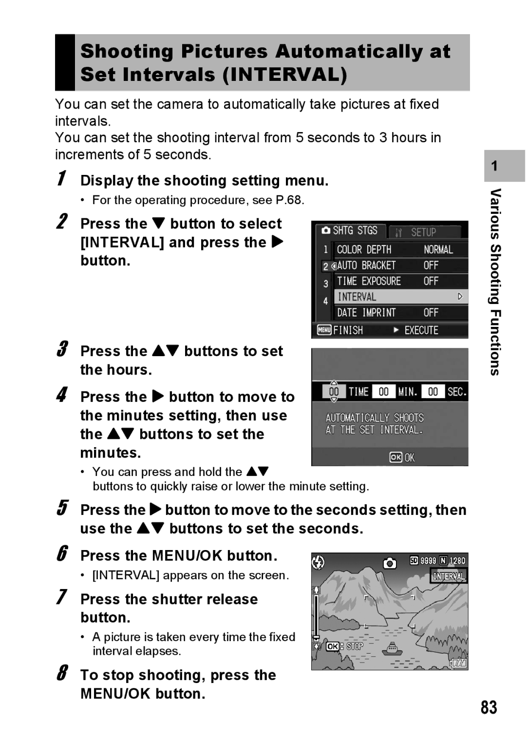 Ricoh G600 manual Shooting Pictures Automatically at Set Intervals Interval 