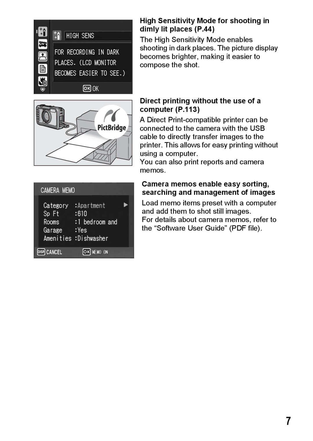 Ricoh G600 manual High Sensitivity Mode for shooting in dimly lit places P.44 