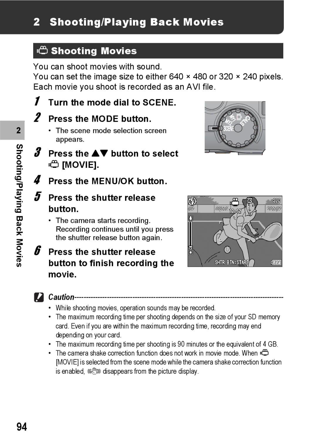 Ricoh G600 manual Shooting/Playing Back Movies, Shooting Movies 