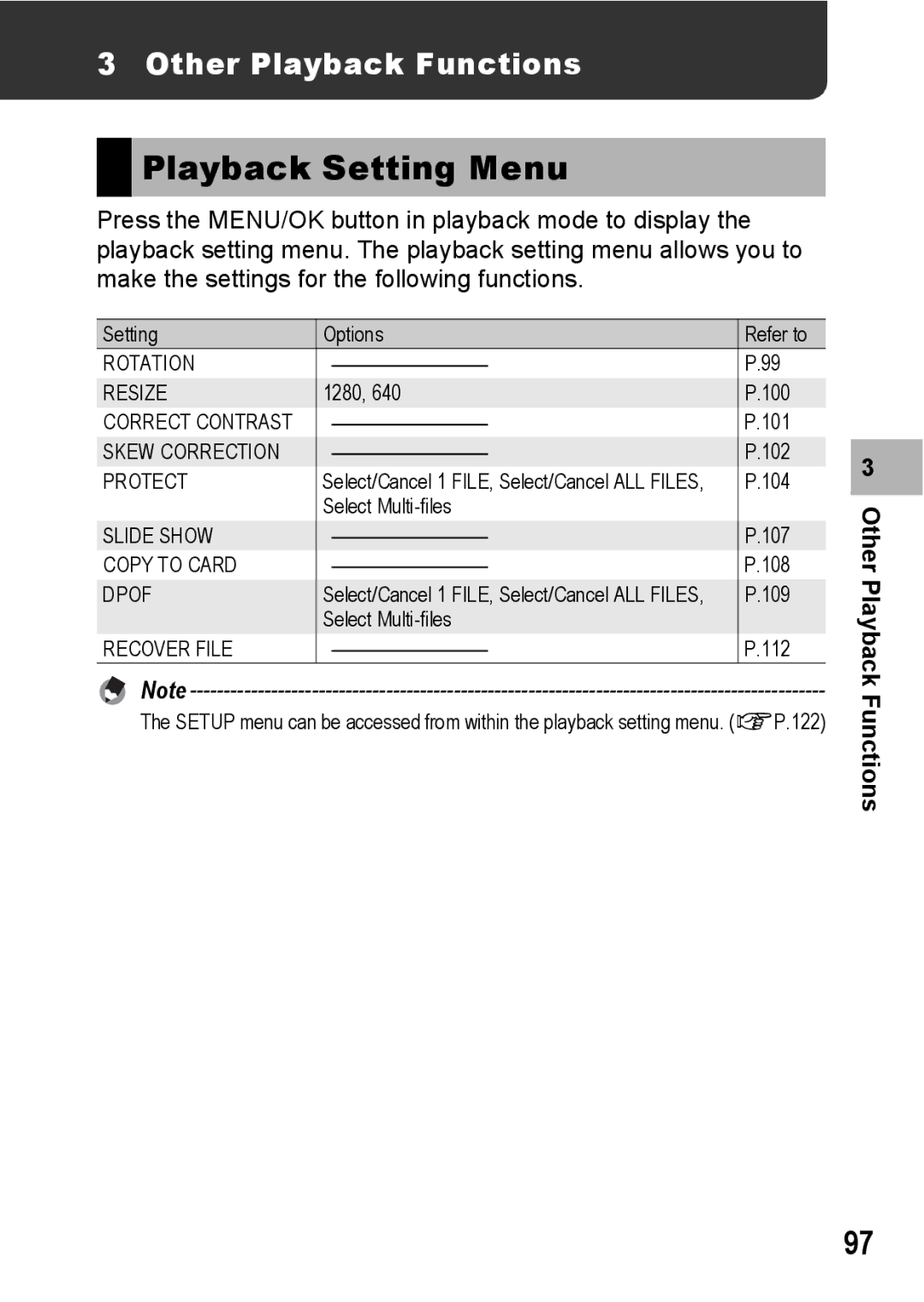 Ricoh G600 manual Playback Setting Menu, Other Playback Functions 