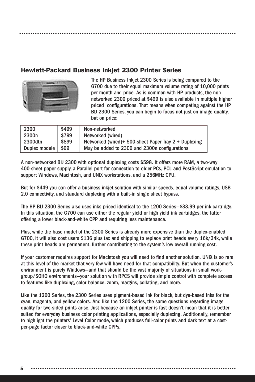 Ricoh G500, G700 manual Hewlett-Packard Business Inkjet 2300 Printer Series, But on price, $99 