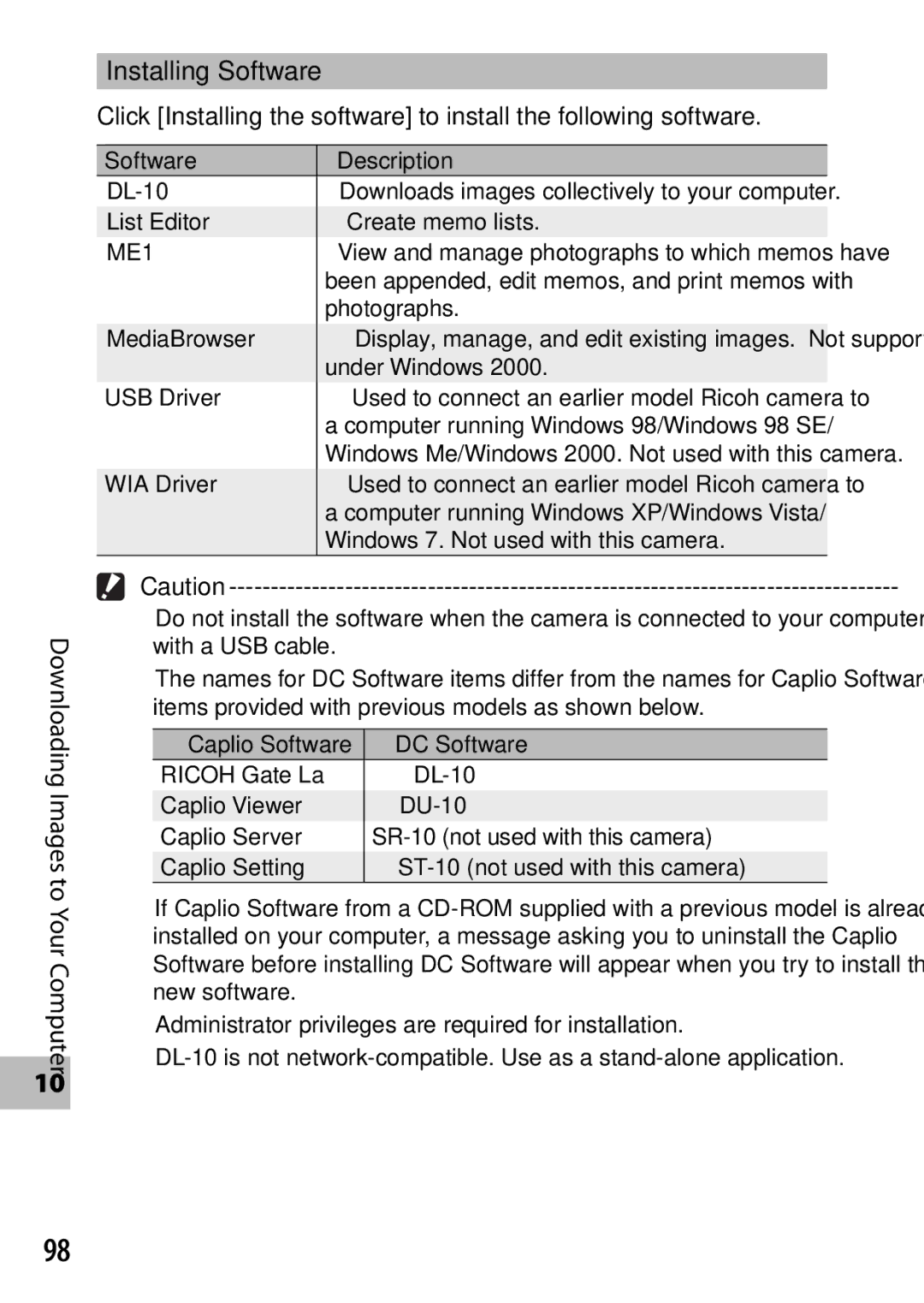 Ricoh G700 manual Installing Software 