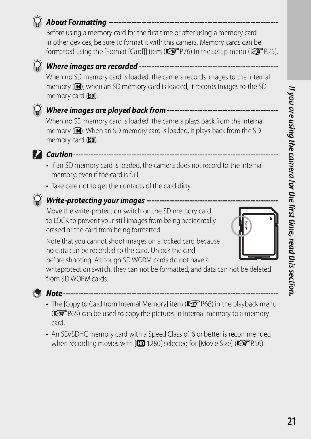 Ricoh G700 About Formatting, Where images are recorded, Where images are played back from, Write-protecting your images 