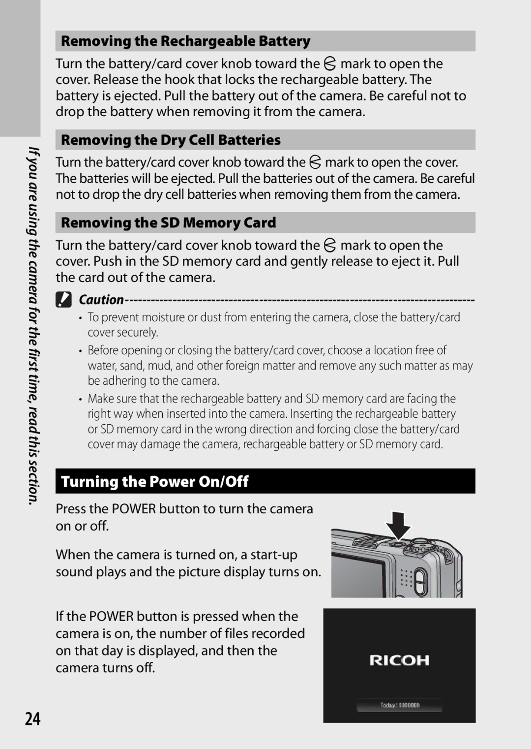 Ricoh G700 manual Turning the Power On/Off 