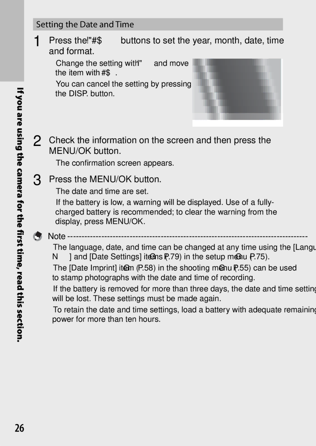 Ricoh G700 manual MENU/OK button, Confirmation screen appears, Date and time are set, Display, press MENU/OK 