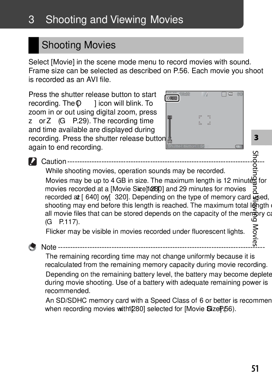 Ricoh G700 manual Shooting and Viewing Movies, Shooting Movies, While shooting movies, operation sounds may be recorded 