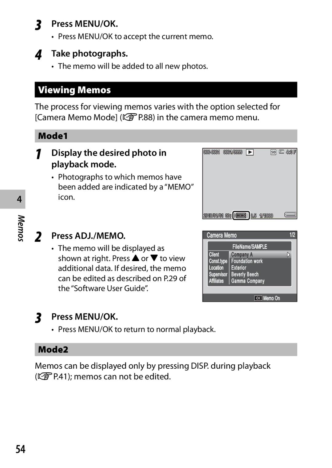 Ricoh G700 manual Viewing Memos 