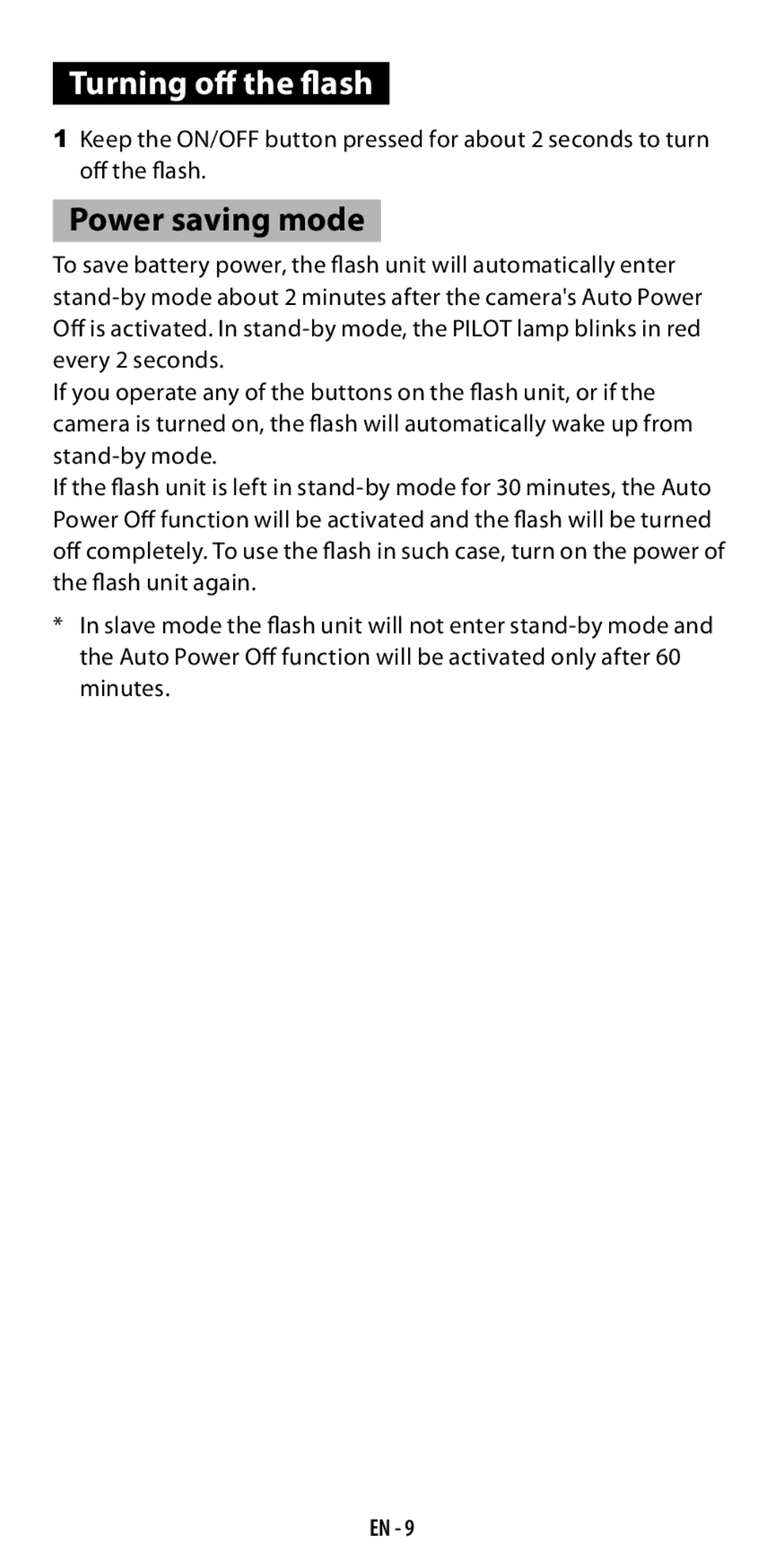 Ricoh GF-1 instruction manual Turning off the flash, Power saving mode 